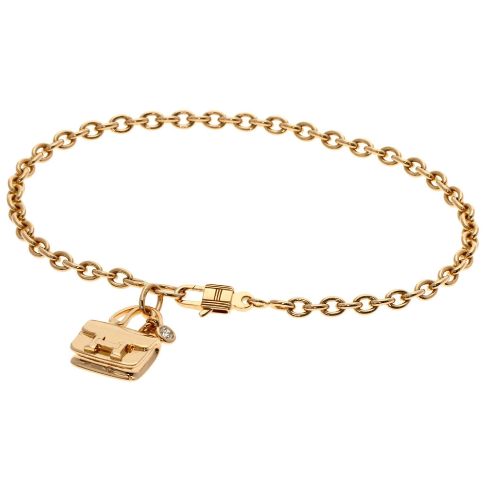 Hermes Constance 1P Diamond Bracelet 18K Pink Gold Women's HERMES
